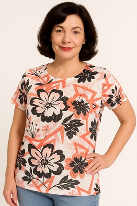 Mudflower T-shirt med coral blomster og små sten